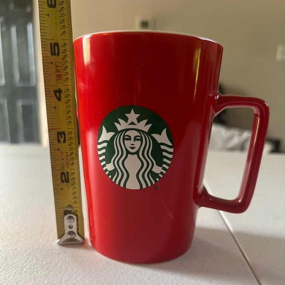 Starbucks 2021 Red Square Handle Mermaid Logo Coffee Mug Christmas - Picture 2 of 4